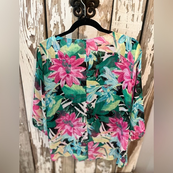Dana Buchman Blouse Floral Size Large  Pleated - Picture 5 of 5